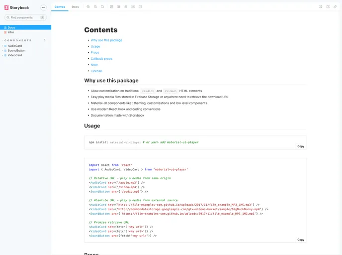 screenshot of Material UI Player