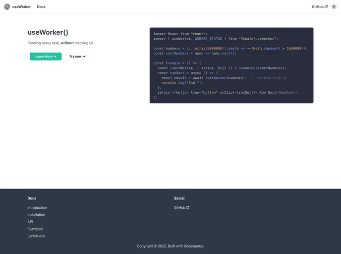 UseWorker screenshot