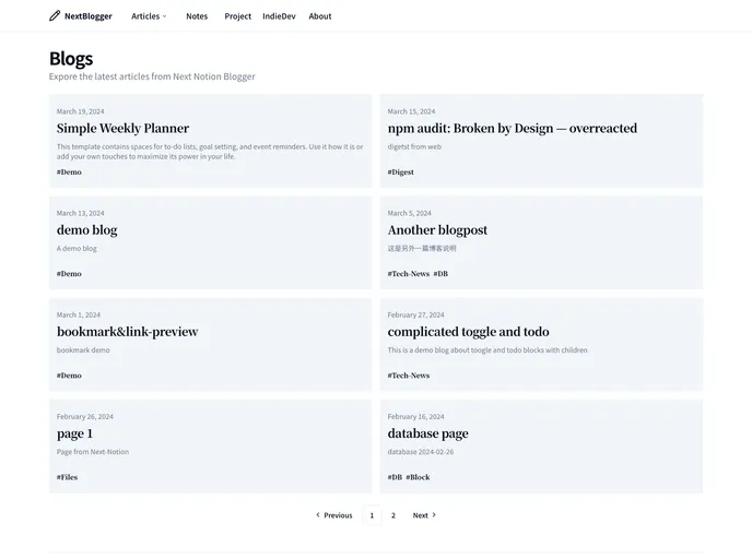 screenshot of Next Blogger