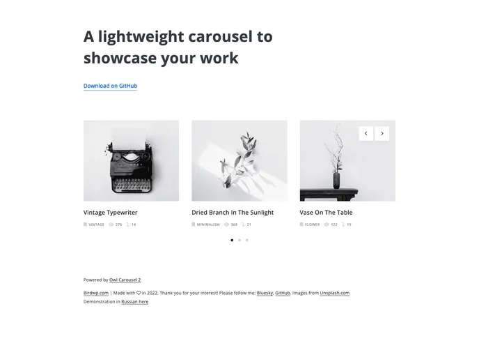 screenshot of Lightweight Responsive Owl Carousel