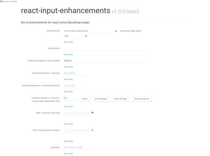 React Input Enhancements screenshot