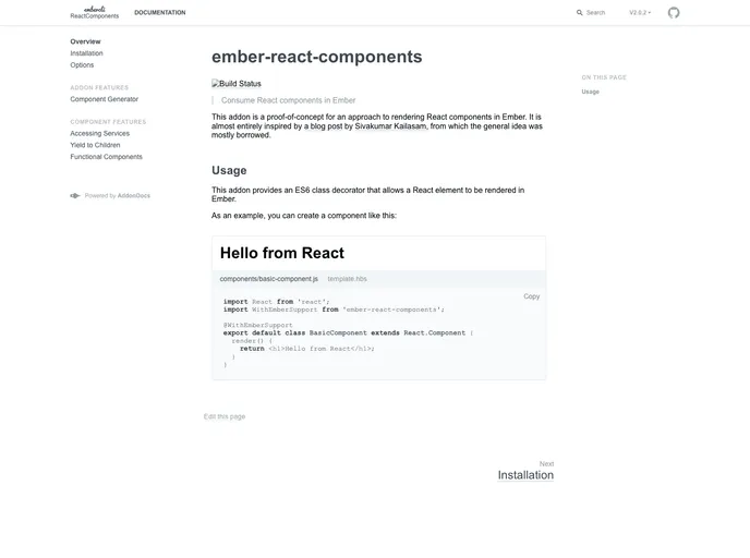 Ember React Components screenshot