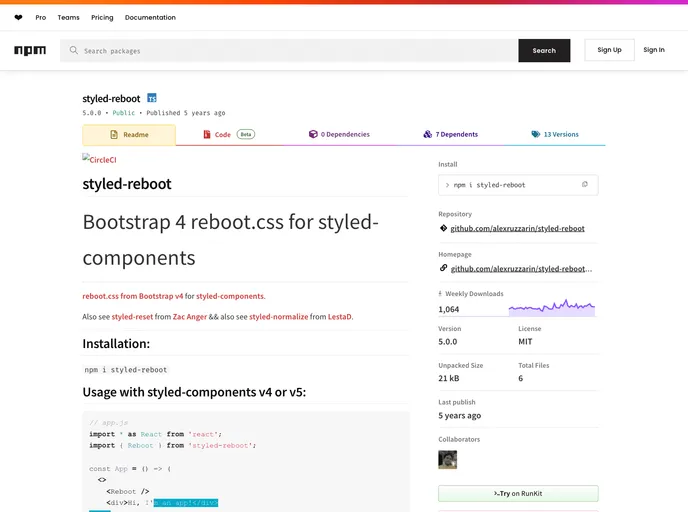 screenshot of Styled Reboot