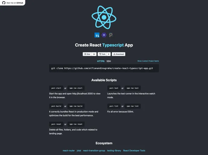 screenshot of Create React Typescript App