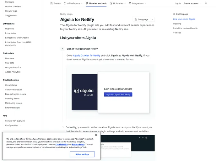 screenshot of Algoliasearch Netlify