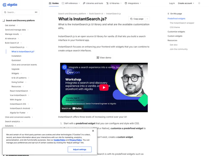 Instantsearch screenshot