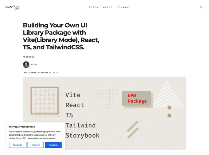 screenshot of Vite Tailwind Library