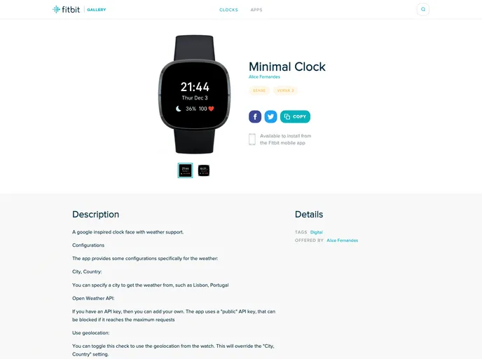 screenshot of Fitibt Minimal Clock
