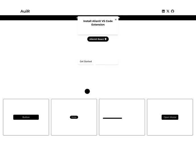 screenshot of AlienUI React