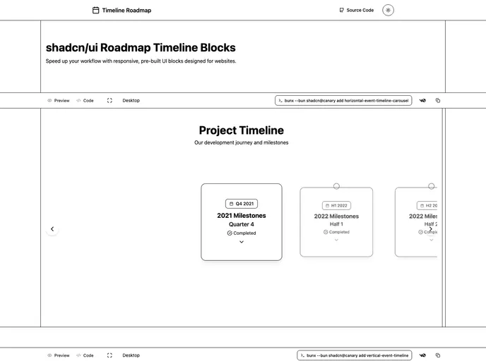 screenshot of Event Timeline Roadmap