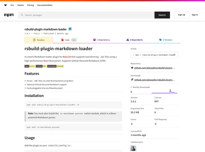 screenshot of Rsbuild Plugin Markdown Loader