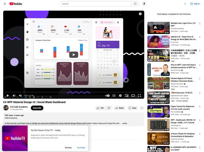 screenshot of Social Blade Dashboard C WPF