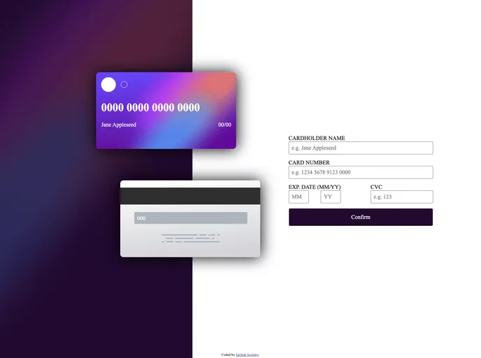 screenshot of Interactive Card Form_frontend_project