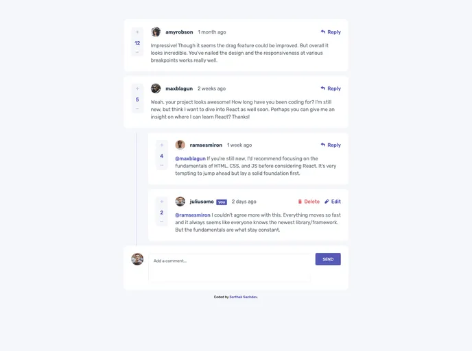 screenshot of Interactive Comments Section_frontend_project