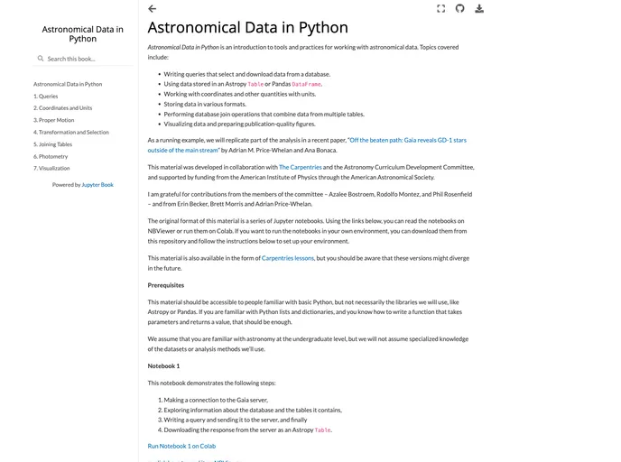 screenshot of AstronomicalData