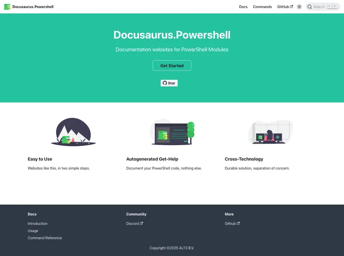 screenshot of Docusaurus.Powershell