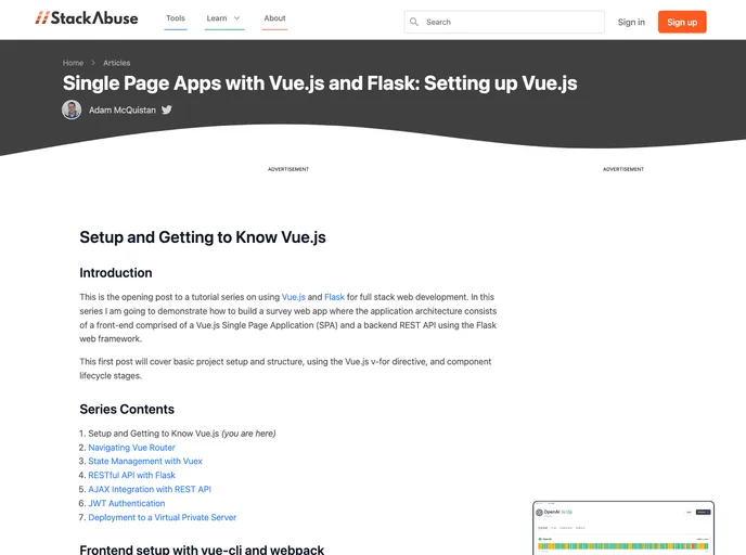 screenshot of Flask Vuejs Survey