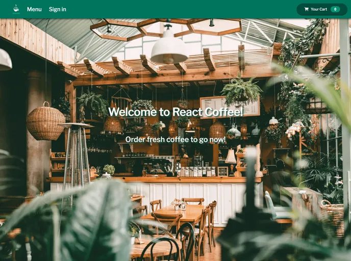 screenshot of React Coffee Shop