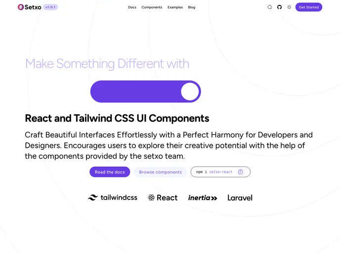 screenshot of Setxo React