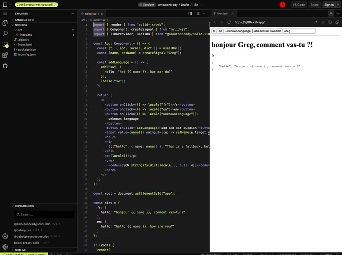 screenshot of Solid I18n