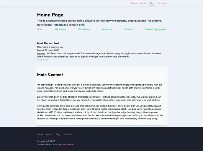 screenshot of Gridsome Blog Starter