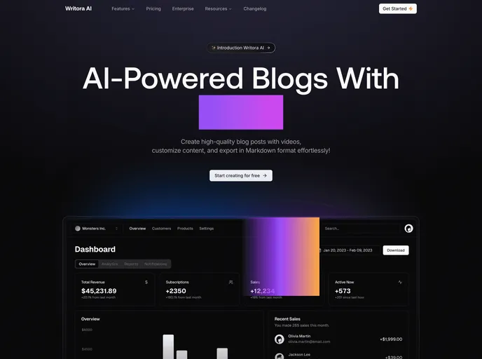 screenshot of Writora AI
