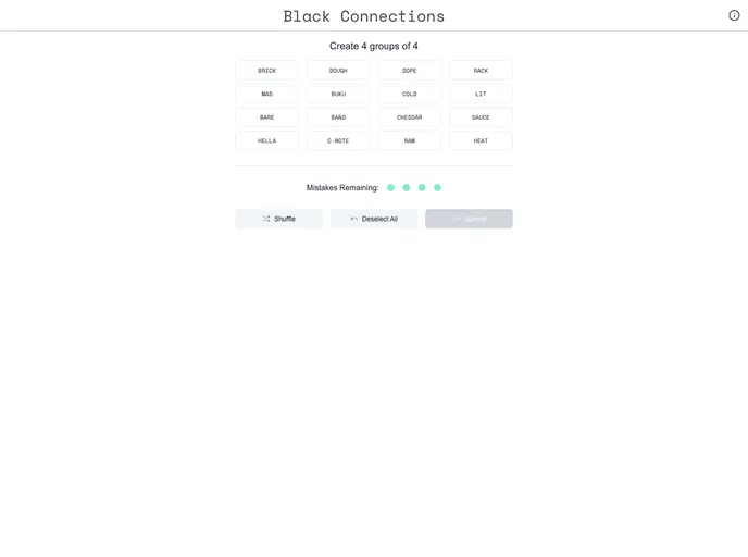 screenshot of React Connections Game