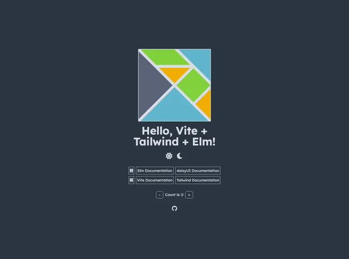 screenshot of Elm_vite_tailwind_template