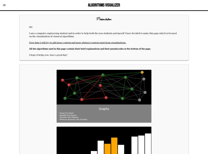screenshot of AlgorithmsVisualizer