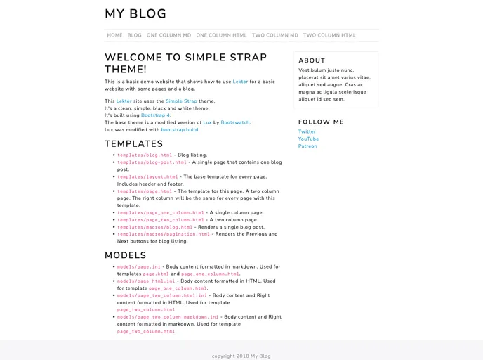 Lektor Theme Simple Strap screenshot