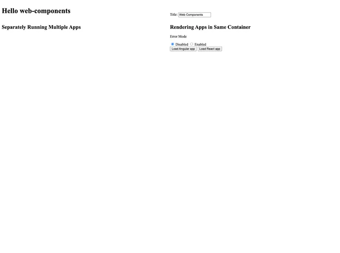 screenshot of Web Components Angular React