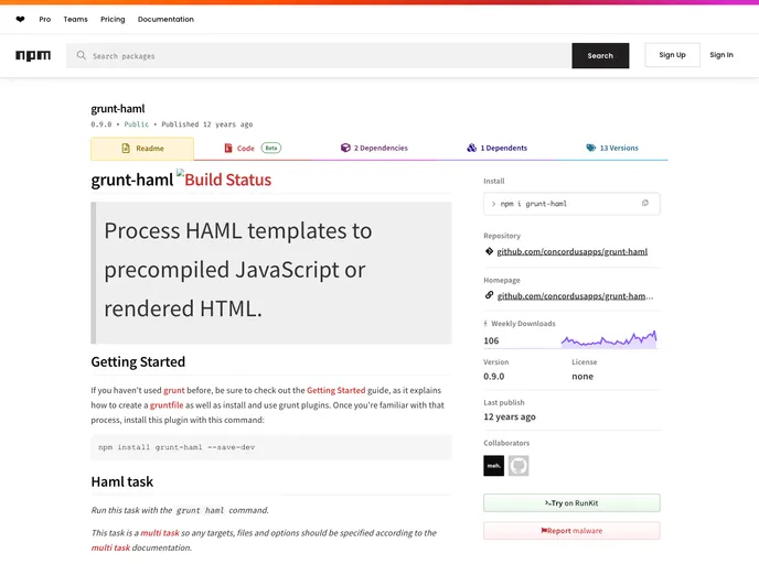 screenshot of Grunt Haml