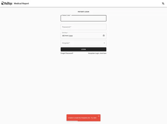 screenshot of MedirepoWeb
