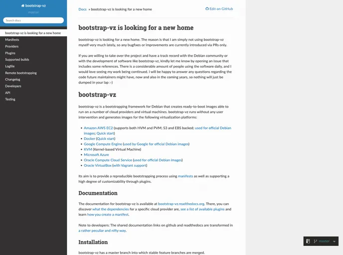 screenshot of Bootstrap Vz
