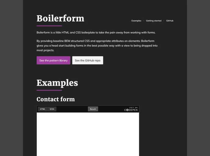 screenshot of Boilerform