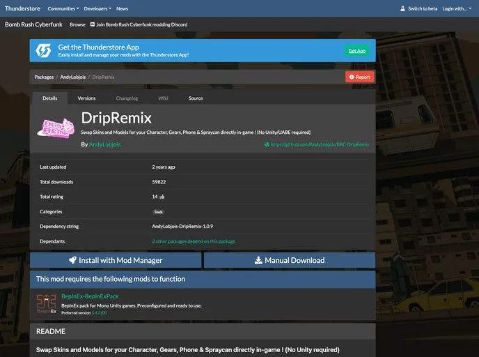 screenshot of BRC DripRemix
