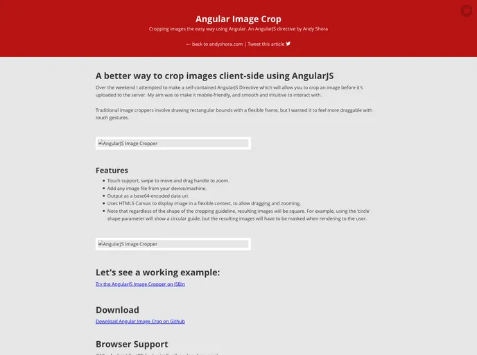 screenshot of Angular Image Crop