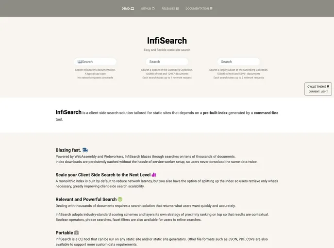 screenshot of Infisearch
