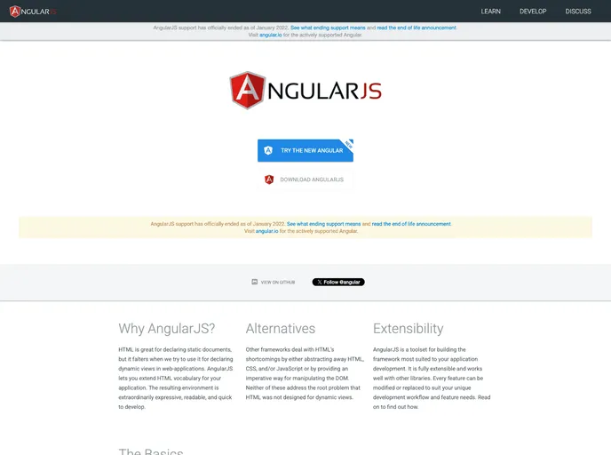 screenshot of Angularjs.org