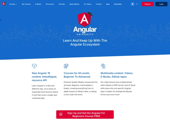 screenshot of Courses