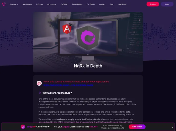 screenshot of Ngrx Course V7
