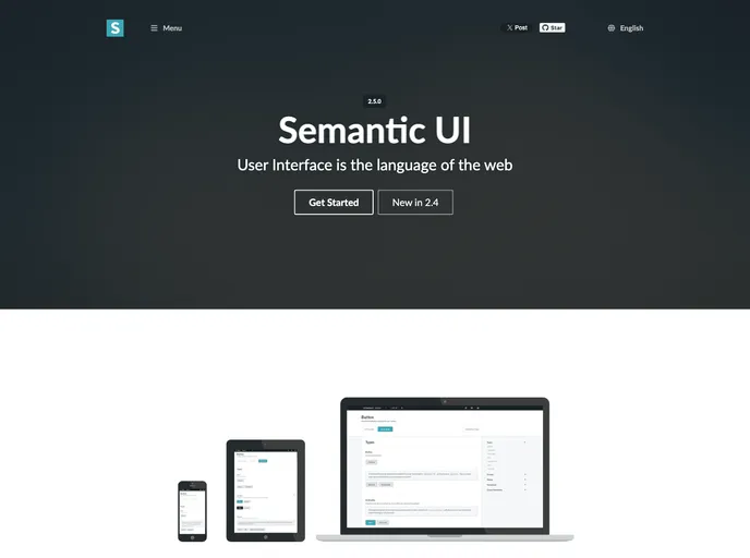 screenshot of Semantic UI Sass