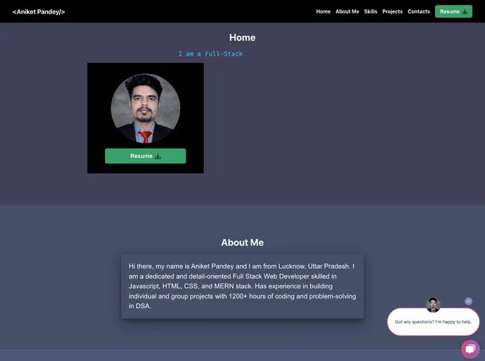 screenshot of Aniketpandey2912.github.io