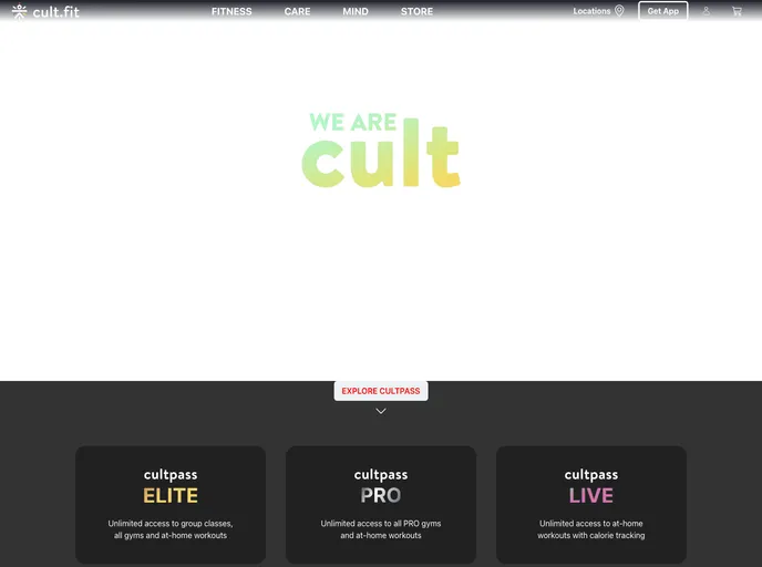 screenshot of Cult.fit Clone
