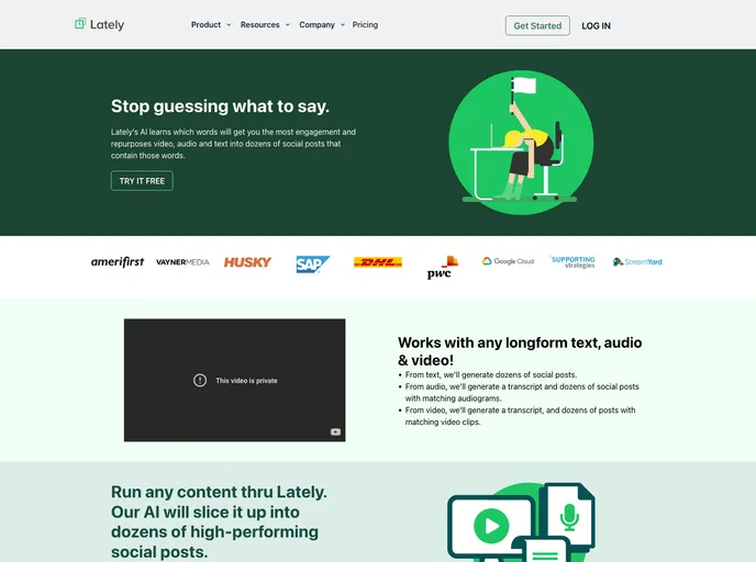 screenshot of Lately.AI Clone