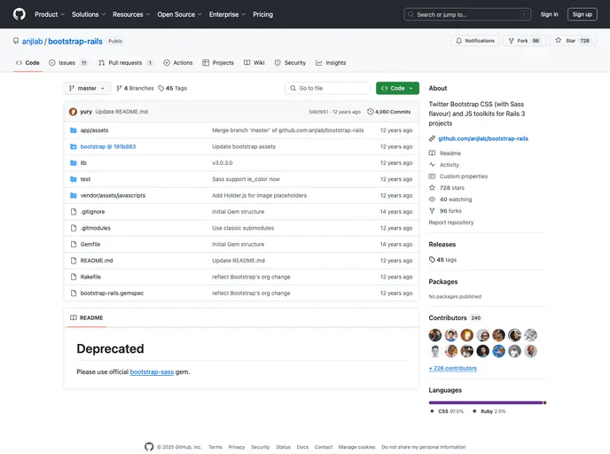 screenshot of Bootstrap Rails