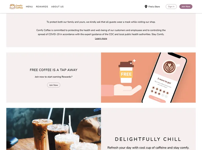 screenshot of Comfy Coffee