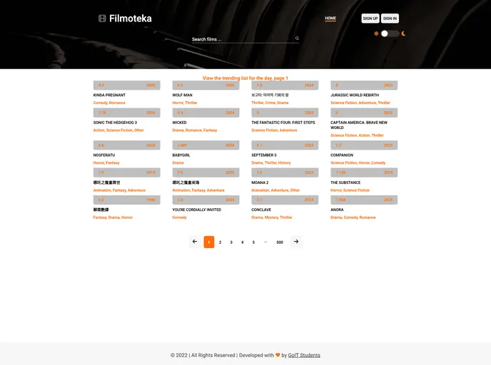 screenshot of Filmoteka_team Project