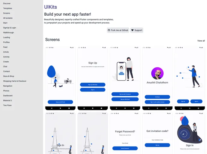 screenshot of Uikits
