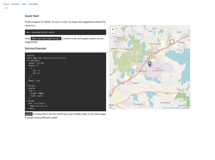 Leaflet Svelte screenshot